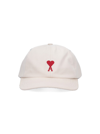 Shop Ami Alexandre Mattiussi Logo Baseball Cap In Cream
