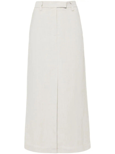 Shop Brunello Cucinelli Long Skirt In Gray