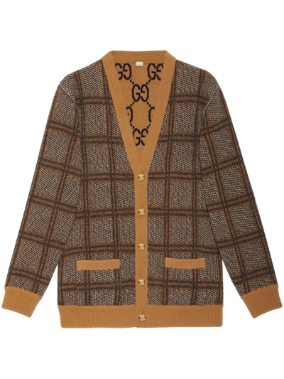Shop Gucci Knit Cardigan In Brown