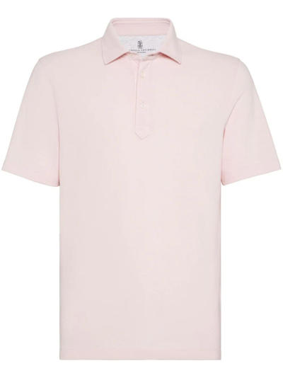 Shop Brunello Cucinelli Polo With Shirt Collar In Pink
