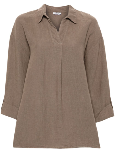 Shop Peserico Linen Tunic In Brown