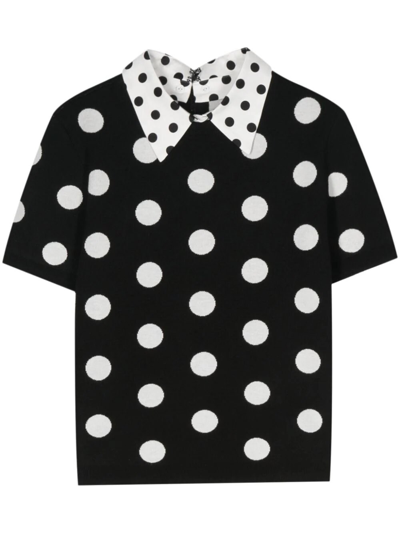 Shop Alice And Olivia Polka Dots Sweater In Black  