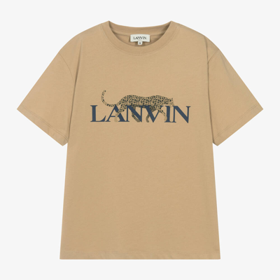 Shop Lanvin Teen Boys Beige Leopard Organic Cotton T-shirt