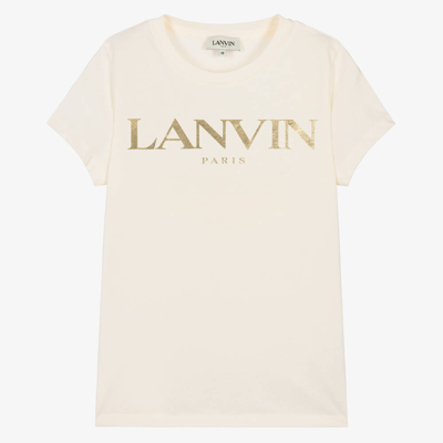 Shop Lanvin Teen Girls Ivory Organic Cotton T-shirt
