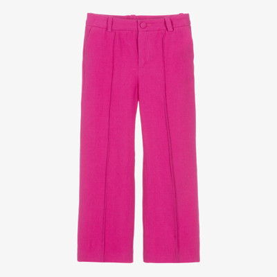 Shop Chloé Teen Girls Pink Linen & Cotton Twill Trousers