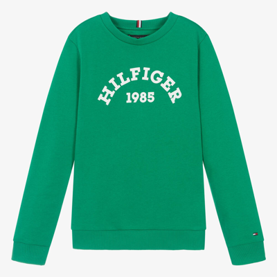 Shop Tommy Hilfiger Teen Boys Green Cotton Sweatshirt