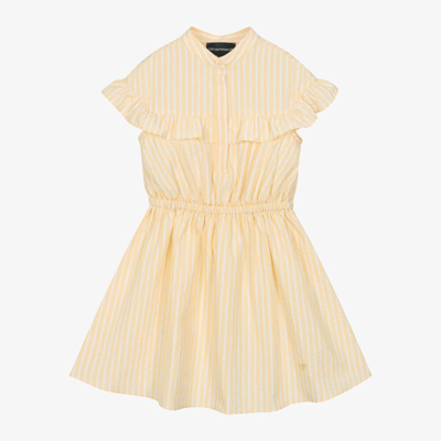 Shop Emporio Armani Girls Yellow Cotton Dress