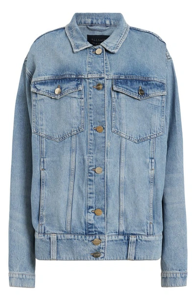 Shop Allsaints Willow Oversize Denim Jacket In Vintage Indigo