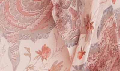 Allsaints Brea Floral Print Cascade Maxi Dress In Clay Pink