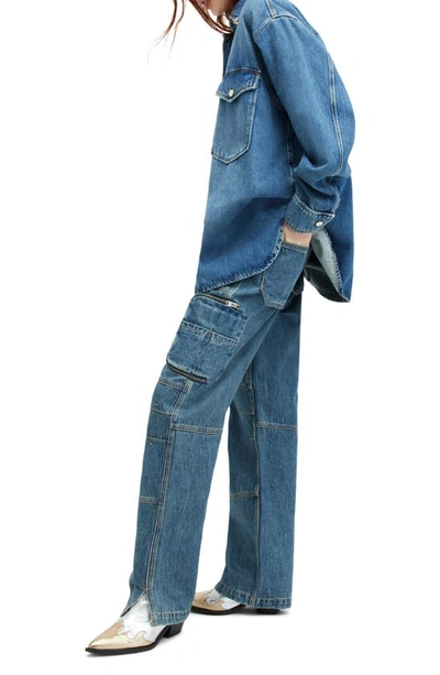 Shop Allsaints Florence Cargo Jeans In Vintage Indigo