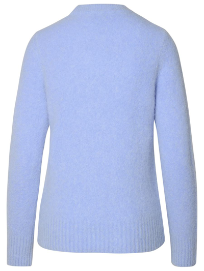 Shop Ganni Light Blue Virgin Wool Blend Sweater