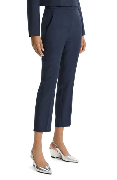 Shop Theory Oxford Slim Crop Pants In Nocturne Navy