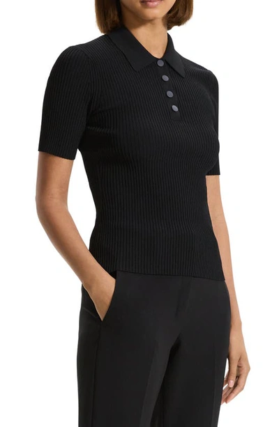 Shop Theory Rib Sweater Polo In Black