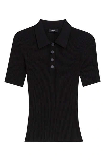 Shop Theory Rib Sweater Polo In Black