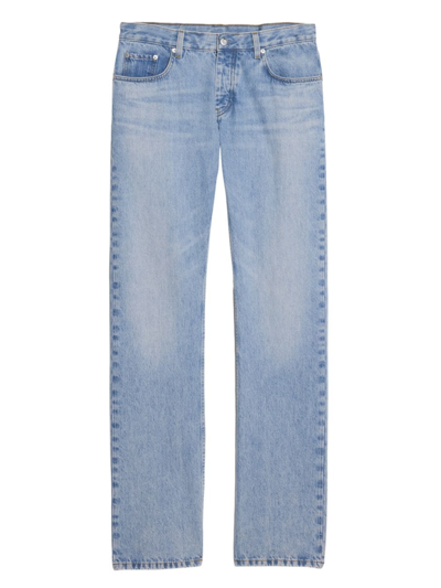 Shop Helmut Lang Men's Low-rise Straight-leg Jeans In Light Indigo