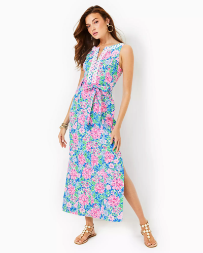 Shop Lilly Pulitzer Gulianna Cotton Maxi Shift Dress In Multi Spring In Your Step