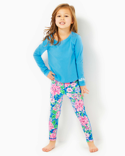 Shop Lilly Pulitzer Upf 50+ Luxletic Girls Mini Weekender Legging In Multi Spring In Your Step