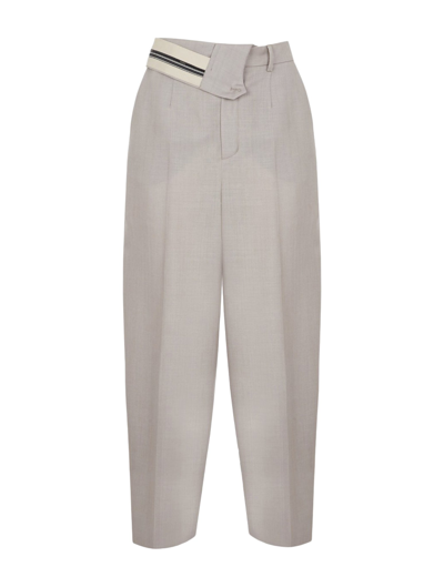 Shop Fendi Dove Gray Mohair Wool Trousers In Nude & Neutrals