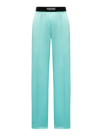 Shop Tom Ford Flowing Trousers In Light Blue