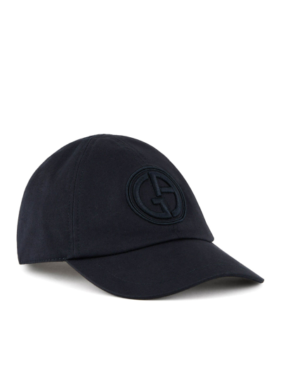 Shop Giorgio Armani Logo-embroidered Tonal-design Cap In Blue