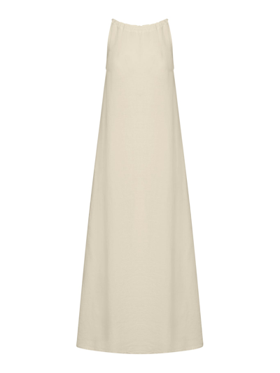 Shop 120% Lino Long Linen Dress In Nude & Neutrals
