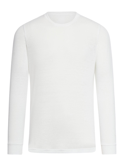 Shop 120% Lino Long Sleeves Linen Tshirt In White