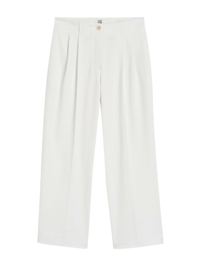 Shop Totême Relaxed Twill Trousers White