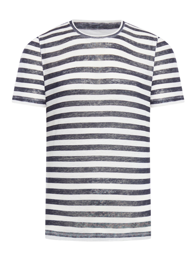 Shop 120% Lino Striped T-shirt In White