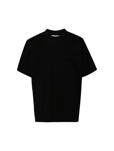 Shop Sacai T-shirt With Embroidery In Black