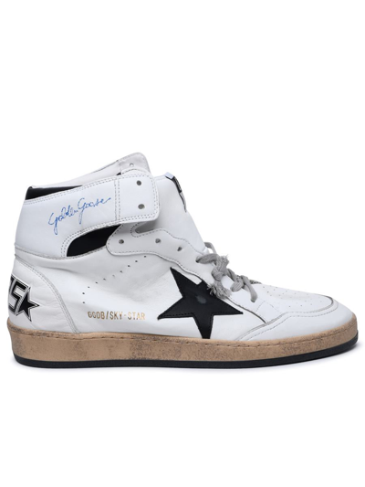 Shop Golden Goose White Leather Sky-star Sneakers