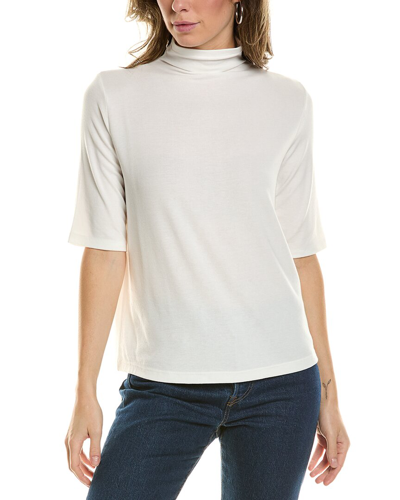 Shop Vince Relaxed Elbow-sleeve Mock Neck Top In White