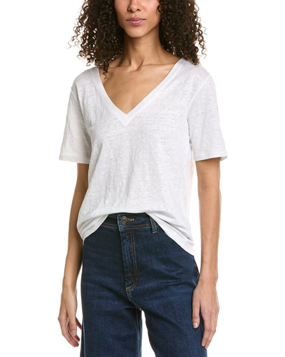 Shop Vince Elbow-sleeve Linen T-shirt In White