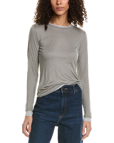 Shop Vince Double Layer T-shirt In Grey