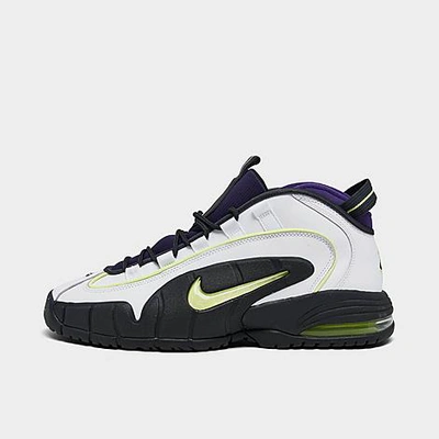 Shop Nike Men's Air Max Penny 1 Basketball Shoes In White/light Lemon Twist/field Purple
