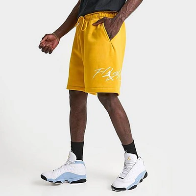 Shop Nike Jordan Men's Brooklyn Fleece Shorts In Yellow Ochre/white