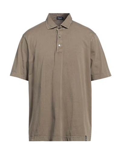 Shop Drumohr Man Polo Shirt Khaki Size 3xl Cotton In Beige