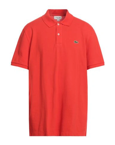 Shop Lacoste Man Polo Shirt Tomato Red Size 8 Cotton, Elastane