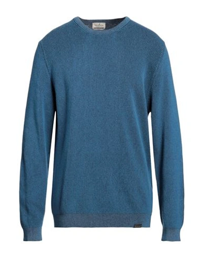 Shop Brooksfield Man Sweater Navy Blue Size 46 Wool, Cotton, Polyamide