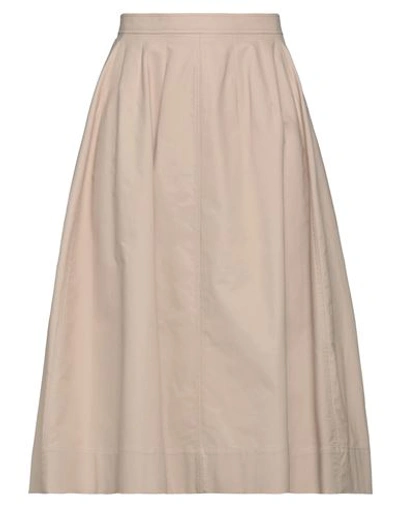 Shop Chloé Woman Midi Skirt Beige Size 8 Cotton