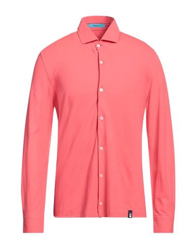 Shop Drumohr Man Shirt Coral Size M Cotton In Red