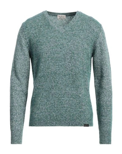 Brooksfield Man Sweater Emerald Green Size 40 Virgin Wool, Polyamide In Green