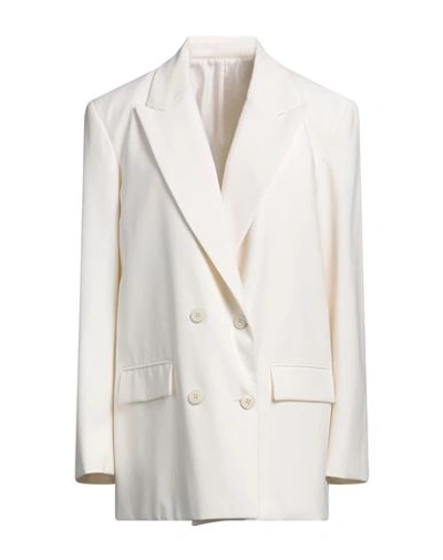 Shop Valentino Garavani Woman Blazer Ivory Size 8 Polyester, Virgin Wool, Elastane, Cotton In White