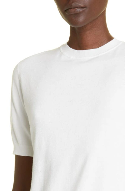 Lafayette 148 Plus Size Cotton Silk Short Sleeve Pullover Sweater In Cloud