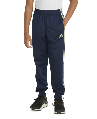 Shop Adidas Originals Big Boys Elastic-waistband 3-stripe Tricot Jogger Pants In Navy W Green