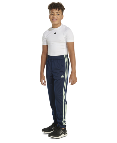 Shop Adidas Originals Big Boys Elastic-waistband 3-stripe Tricot Jogger Pants In Navy W Green