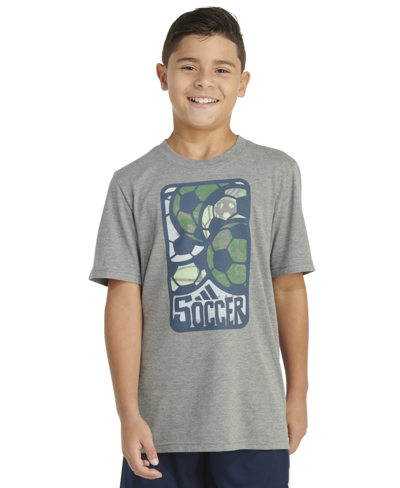 Shop Adidas Originals Big Boys Short-sleeve Soccer Graphic T-shirt In Charcoal Grey