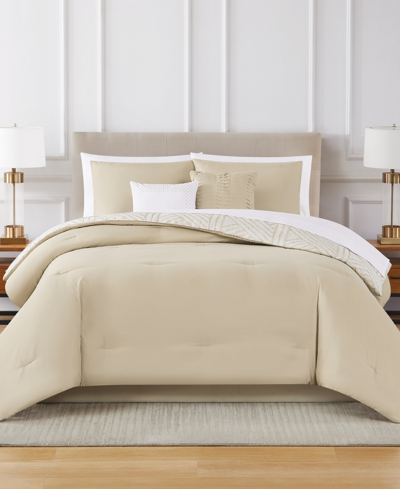 Pem America Crinkle Geo 9-pc. Comforter Set, Queen In Cement,white