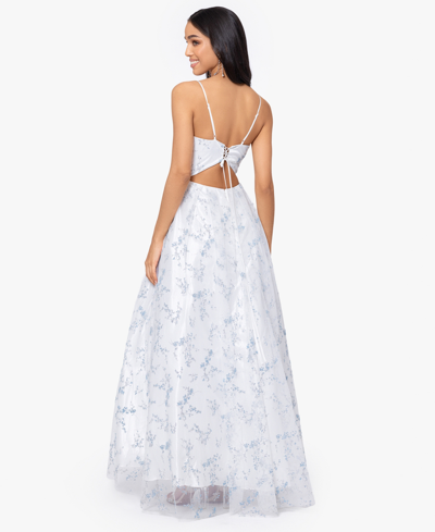 Shop Blondie Nites Juniors' Glittered Lace-up Gown In White
