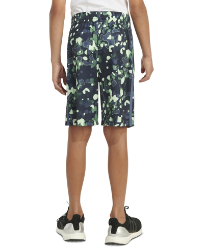 Shop Adidas Originals Big Boys Aeroready Elastic-waist Printed Pebble Camo Shorts In Navy W Green