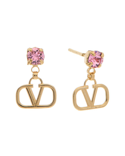 Shop Valentino Vlogo Swarovski Earrings In Pink